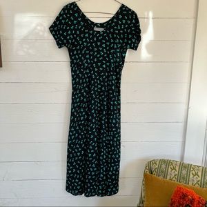 Vintage 90s Floral Midi Dress
